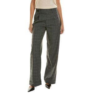 Proenza Schouler Womens White Label Plaid Wide Leg Suiting Pant, Black